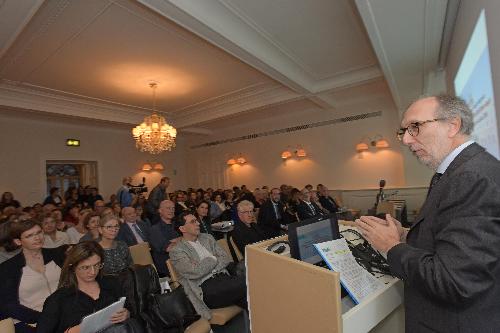 Il vicegovernatore del Fvg Riccardo Riccardi alla presentazione del progetto "Screening Fvg intervento diagnosi autismo (Sfida)", finanziato dalla Regione con capofila l'Irccs Burlo Garofolo di Trieste a Trieste.